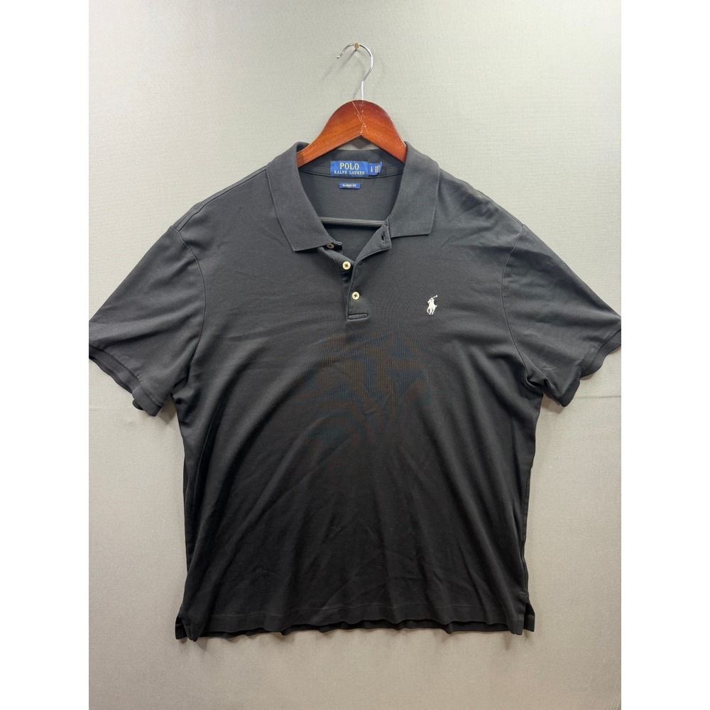 Polo Ralph Lauren Polo Shirt Mens Black Classic Fit‎ Short Sleeve Large